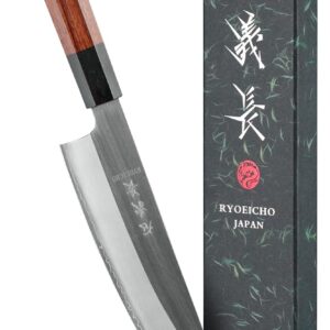 Japanese Chef Knife, 8 Inch Hand Forged Kitchen Chef's Knives 3-Layer AUS-8 High Carbon Steel Chefs Knife, Ultra Sharp Professional Kitchen Knife, Rosewood Handle & Premium Gift Box